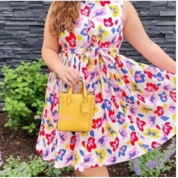 Kate Spade Mini Manhattan Tote Crossbody Yellow Leather Shoulder Bag Small - Picture 7 of 10